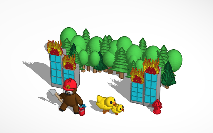 3D design firefighting sloth - Tinkercad