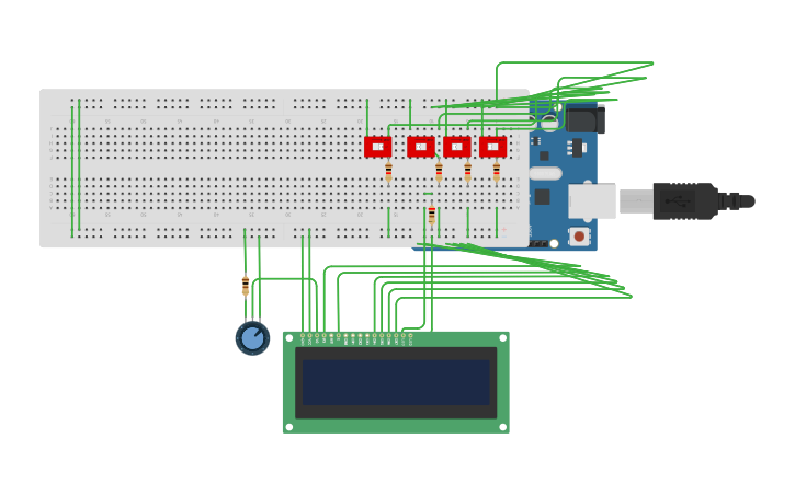 Circuit design Arduino LCD set/reset office clock - Tinkercad