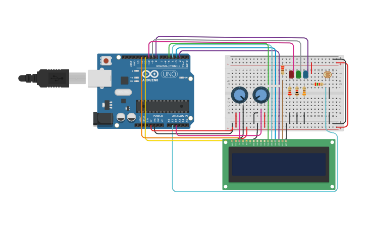 Circuit design Geração de Energia Solar - Tinkercad