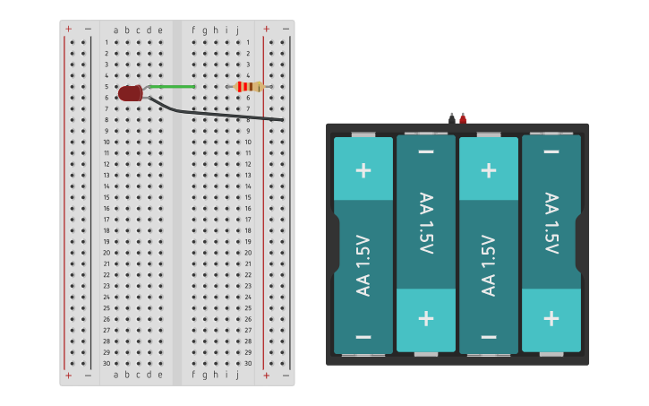 Circuit design Simple LED example | Tinkercad