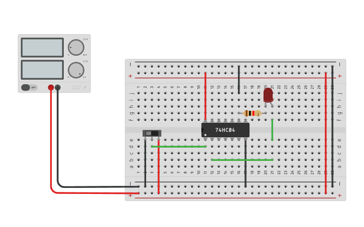 Circuit design NOT Gate Operation - Tinkercad