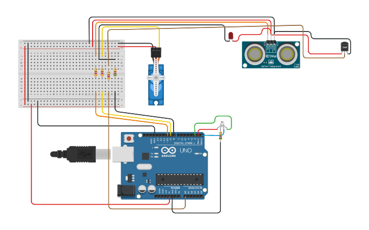 Circuit design Control Servo With Ultrasonic Sensor , Temperature ...