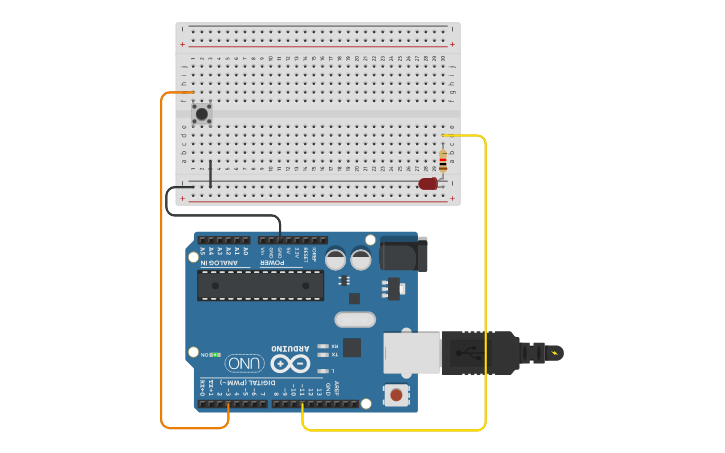 Circuit design LED Dimmer with Button - 4 stages - Tinkercad
