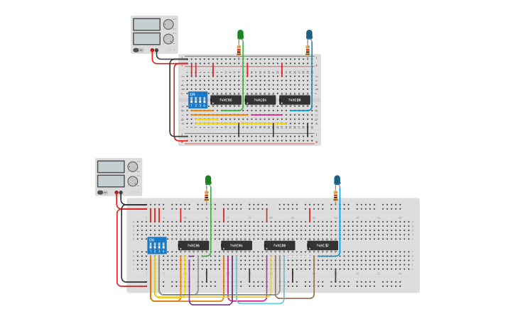 Circuit design Half- and Full Subtractor - Tinkercad