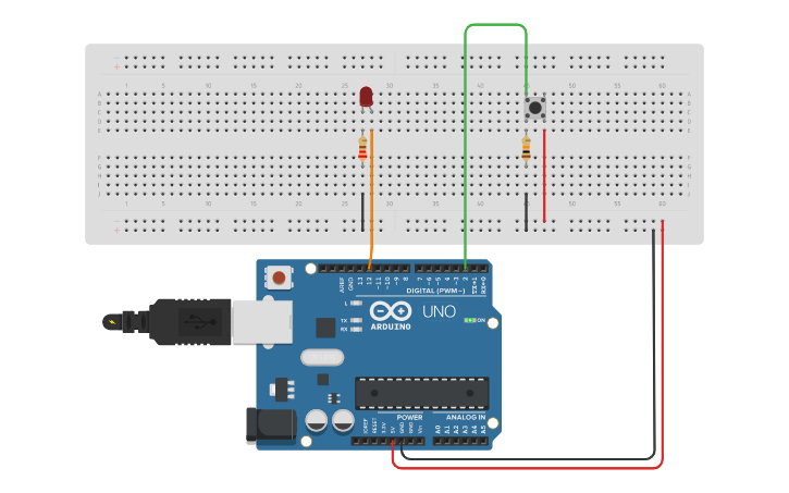 Circuit design Led - Pulsador - If - Tinkercad