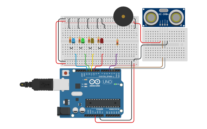 Circuit design Car sensor - Buzzer and distance sensor on Arduino ...