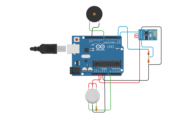 Circuit design Arduino + ESP 8266 - Tinkercad