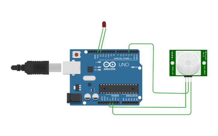 Circuit design PIR Sensor - Tinkercad