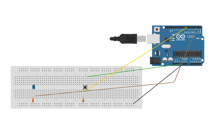 Circuit design PUSH-LED | Tinkercad