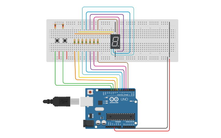 Circuit design Copy of Conto alla rovescia con display 7 segmenti ...