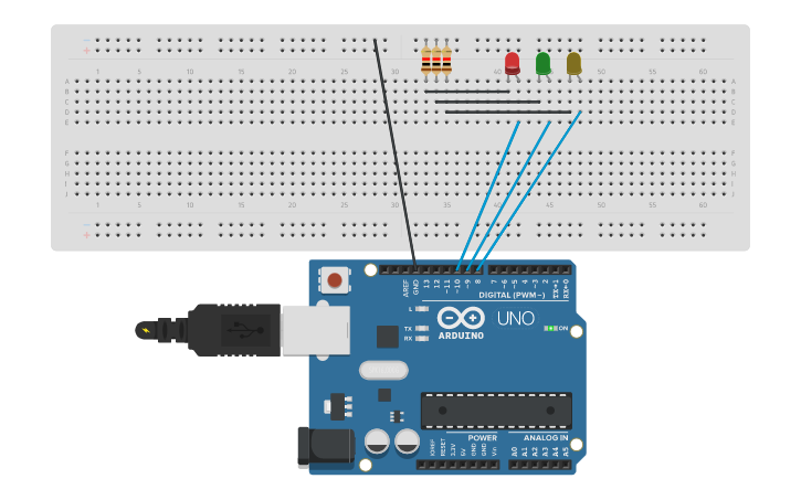 Circuit design PC4: Secuencia LED - Tinkercad