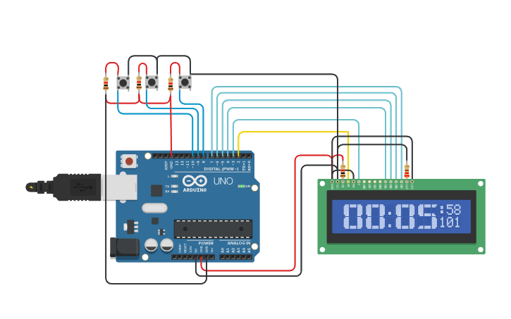 Circuit design clock circuit - Tinkercad