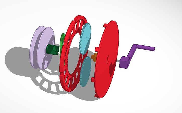 3D design 1:36 Compound Planetary Gear Crank (Exploded Model) - Tinkercad