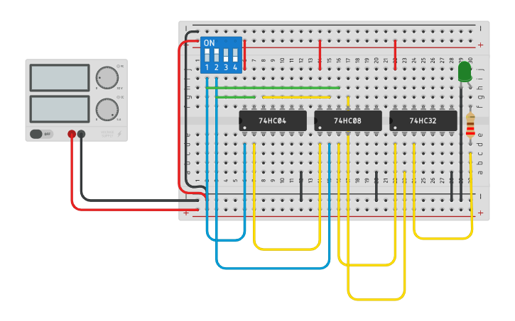 Circuit design XOR gate - Tinkercad