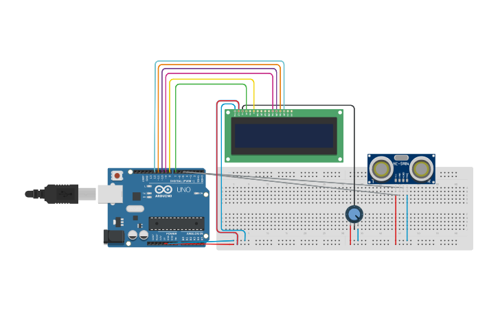 Circuit design MEDIR DISTANCIA CON ULTRASONIDOS 2 - Tinkercad