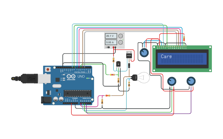 Circuit design Cargador de Batería Gel PWM con LCD - Tinkercad