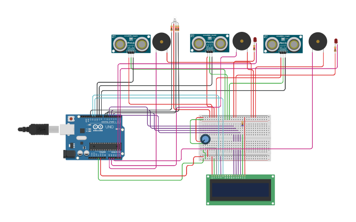 Circuit design Smart Car Parking System - Tinkercad