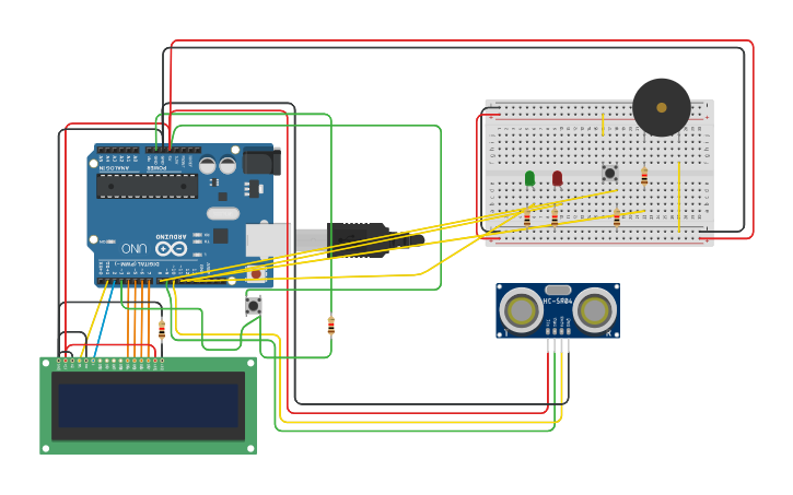 Circuit design Copy of Arduino Ultrasonic distance sensor | Tinkercad