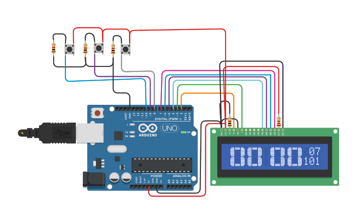 Circuit design Digital clock - Tinkercad