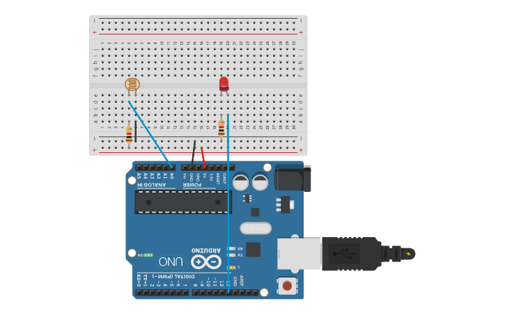 Circuit design 光敏電阻小夜燈 - Tinkercad