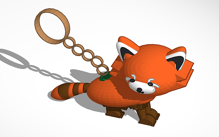 3D design red panda keychain | Tinkercad