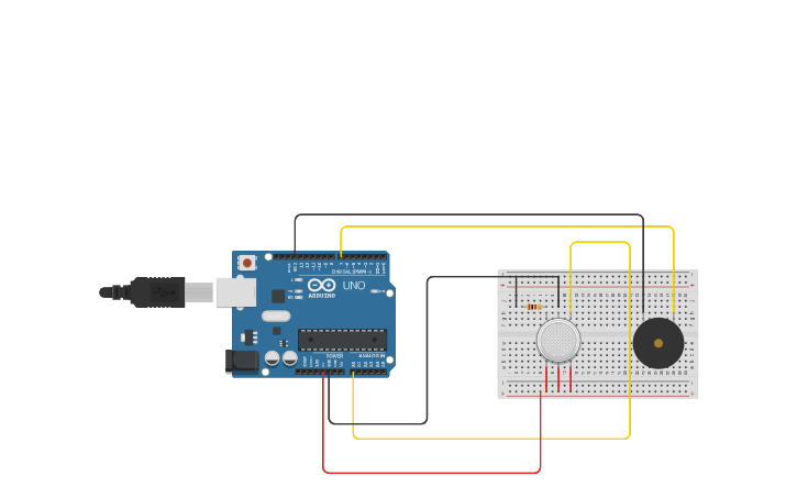 Circuit design Gas Sensor - Tinkercad