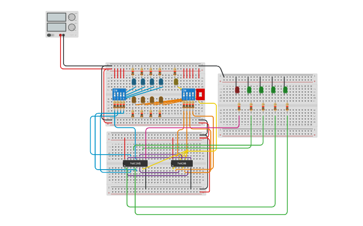 Circuit design 4 Bit Adder-Subtractor - Tinkercad