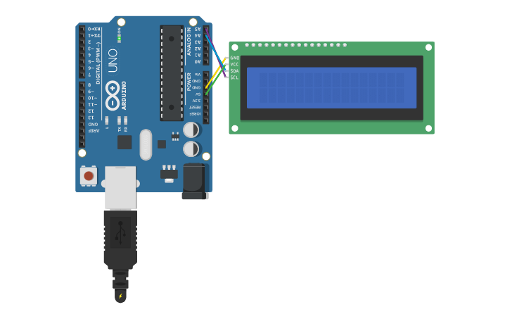 Circuit design display i2c - Tinkercad
