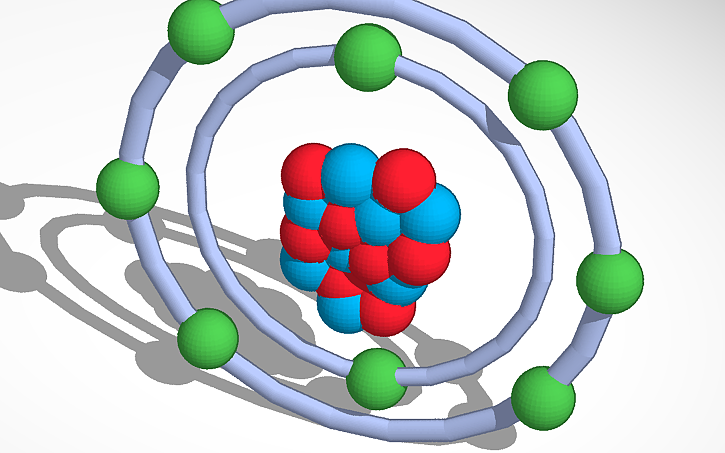 3D design Bohr's Model - Oxygen - Tinkercad