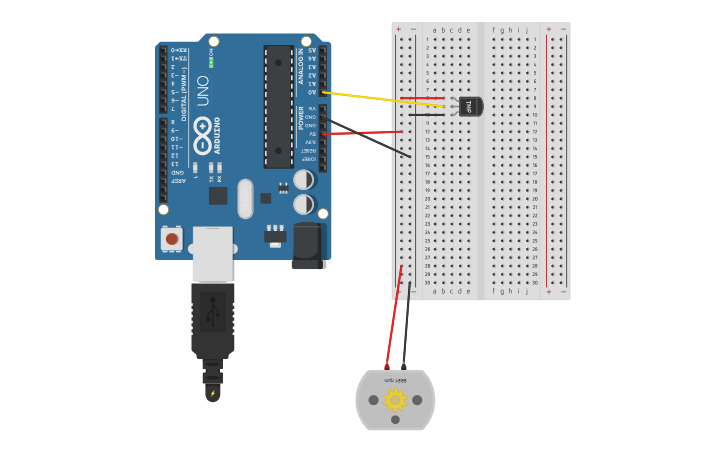 Circuit design Copy of Ventilador con sensor LM35 | Tinkercad