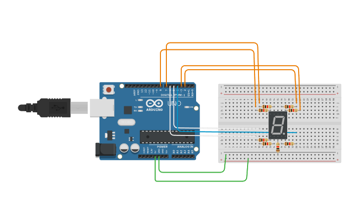 Circuit design 7 Segment - Tinkercad