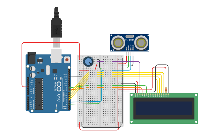 Circuit design Copy of Distance Measurement | Tinkercad