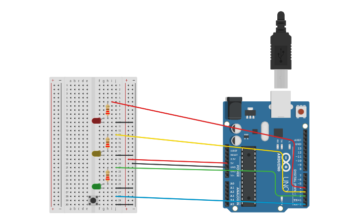 Circuit Design Traffic Light Tinkercad 3206