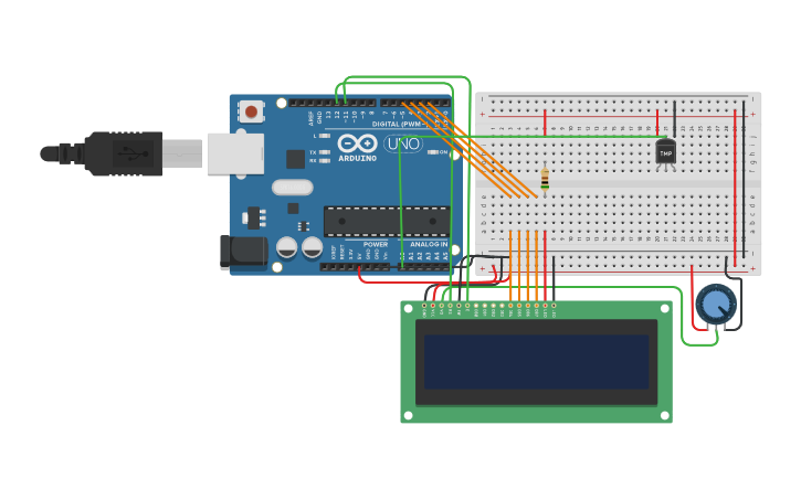 Circuit design Temperature Sensor - Tinkercad