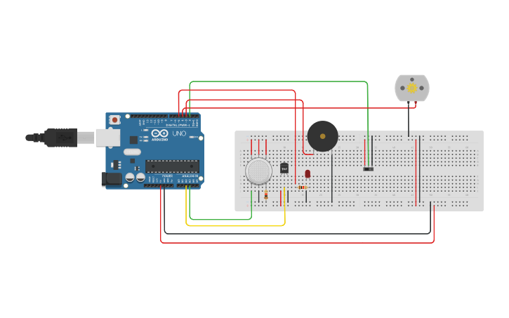 Circuit design Fire Alarm System - Tinkercad