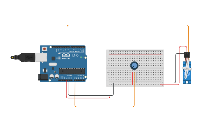 Circuit design POTENTIOMETER with SERVO MOTOR - Tinkercad