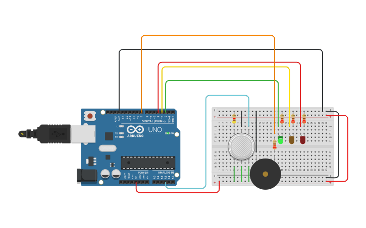 Circuit design Smoke Alarm | Tinkercad