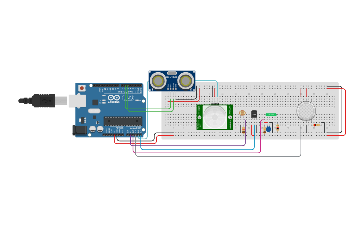 Circuit design Sensores y Arduino - Tinkercad