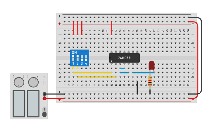 Circuit design AND USING NAND GATE | Tinkercad