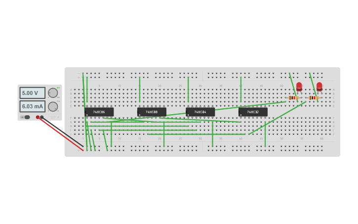 Circuit design Full Subtractor - Tinkercad