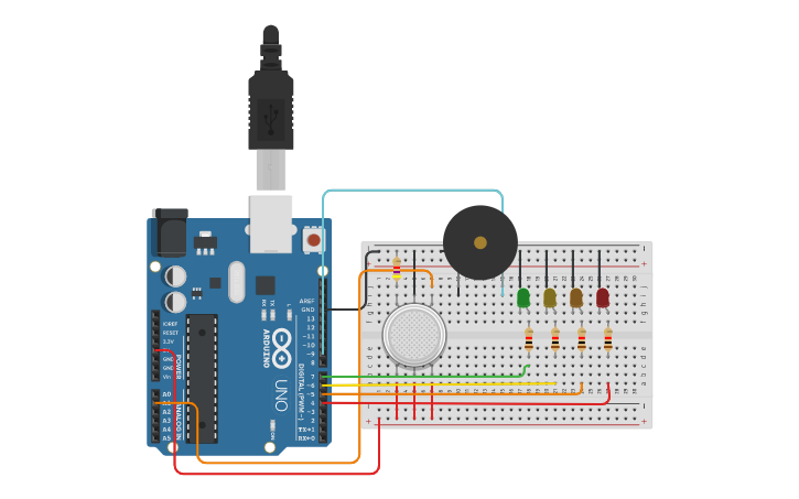 Circuit design Gas-sensor - Tinkercad