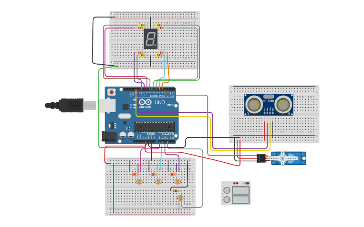 Circuit design Smart Car Park system - Tinkercad