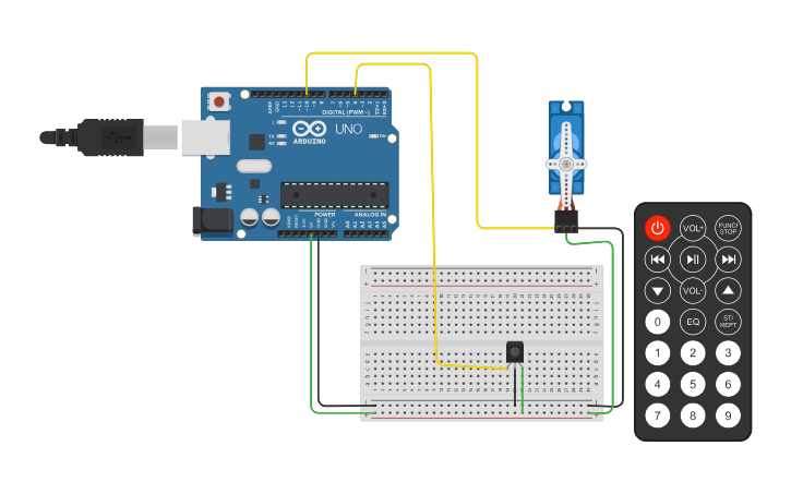 Circuit design InfraRed Sensor with Remote - Tinkercad