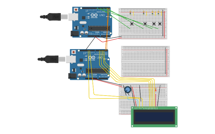 Circuit design Morse code with lcd - Tinkercad