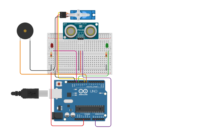 Circuit design Sistema de Estacionamento - Tinkercad