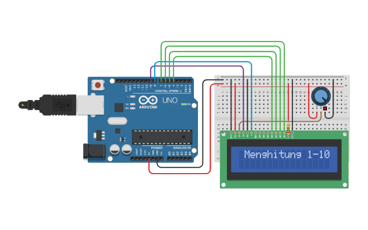 Circuit design How to control LCD using Arduino | Tinkercad