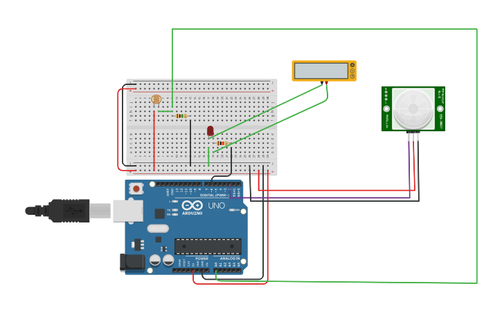 Circuit design streetlight and pir | Tinkercad
