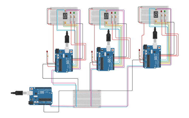 Circuit design Master Slave Command Control - Tinkercad