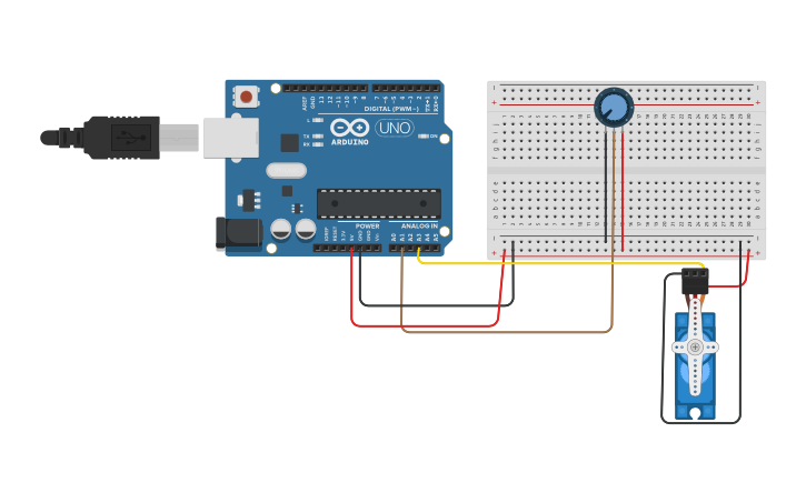 Circuit design servomotor arduino 2 | Tinkercad
