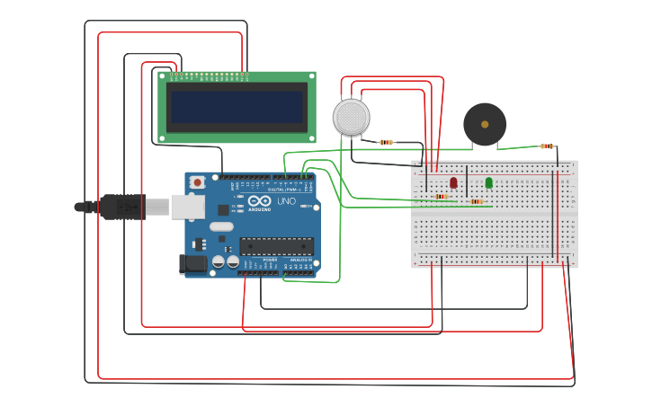 Circuit design gas detecting - Tinkercad